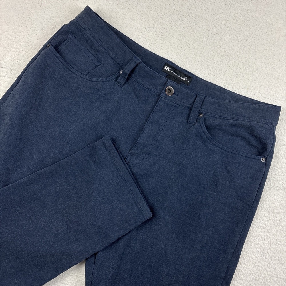 TRAVIS MATHEW Cloud Denim Pants Mens 38/30 Blue 5-Pocket Stretch Casual Tapered